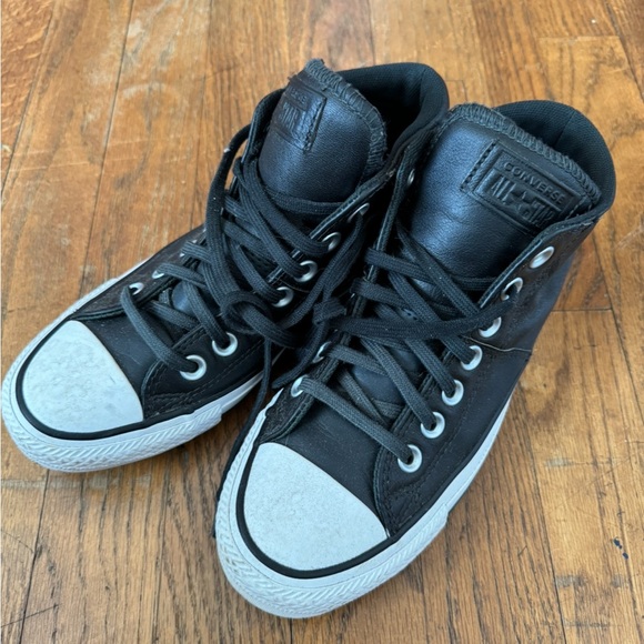 Converse All Star High Tops Black Leather 6 - Picture 1 of 6